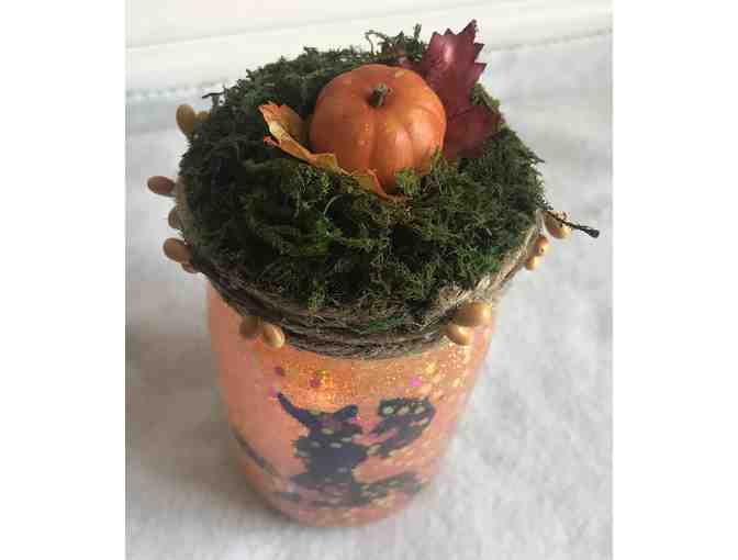 Autumn Witch Jar with Flameless Candle - Orange Witch