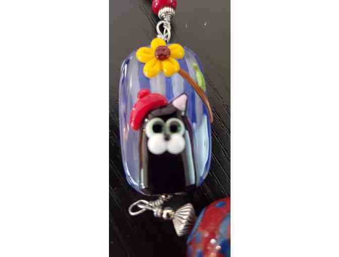 Handcrafted Lampwork Beads- Tuxedo Cat