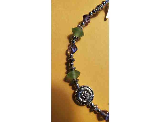 Bracelet- Delicate Green/Lavender/Silver Bracelet