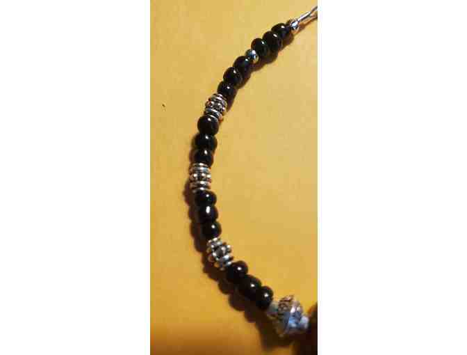 Bracelet- Black and Silver with Oval Focal Piece