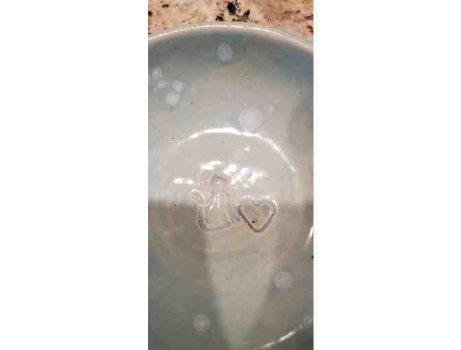 Hand Thrown Cat Dishes- Seafoam