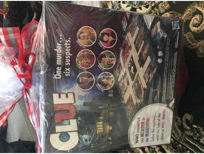 Clue Family Game Night, Gift Basket.