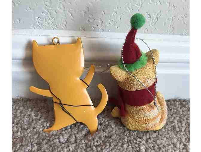 Lot of 2 Cat Orange Ornaments