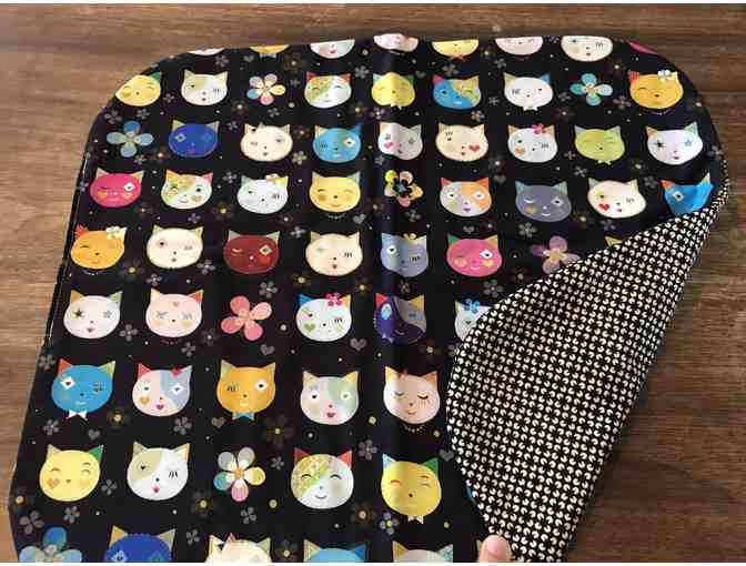 Cat Mat - Colorful Cat Faces/Black and White Pattern