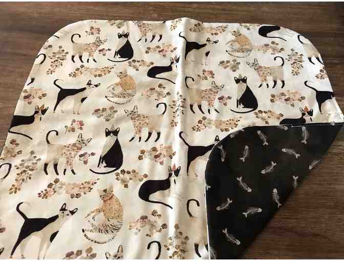 Cat Mat - Floral Cats/Black and White Fishbone