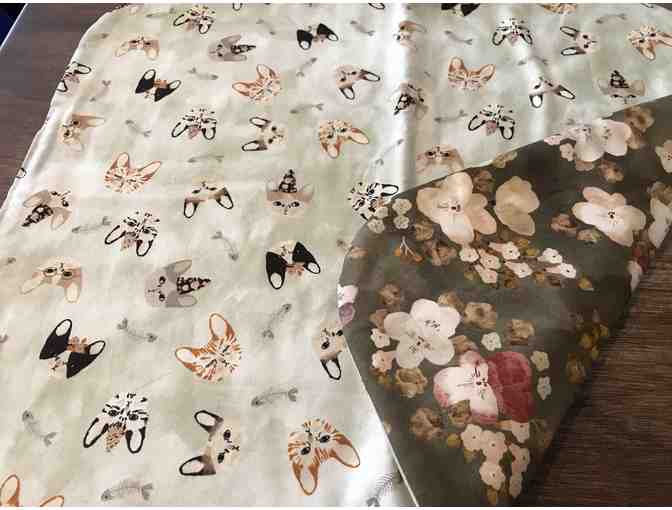 Cat Mat - Light Green Cat Faces/Grey Floral