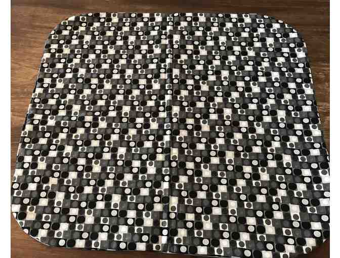 Cat Mat - White Cat Faces/Black, White Grey Pattern