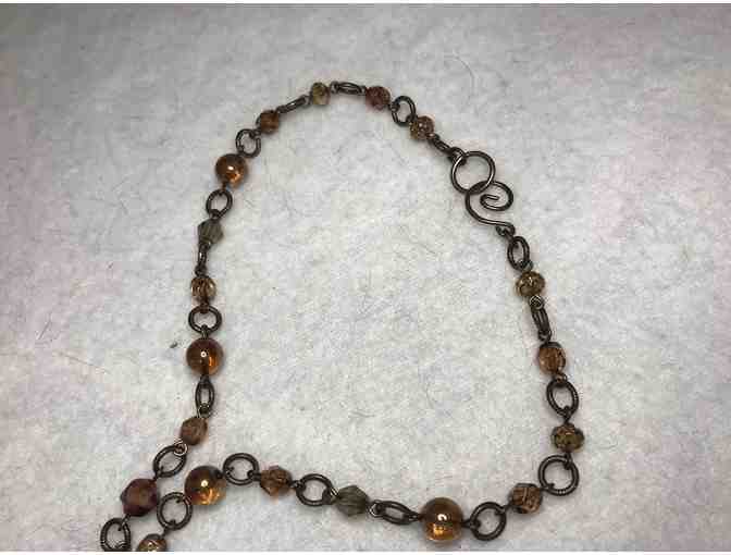 Czech Glass and Faux Pearl Beaded Necklace