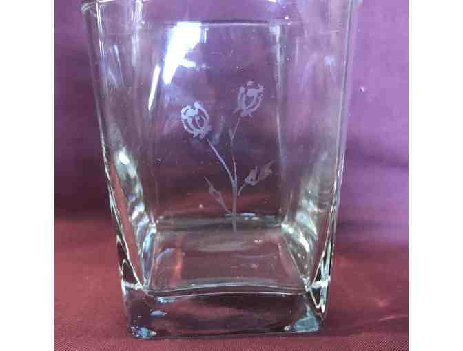 Etched Drinking Glasses - Set of 4 - Floral and Bee