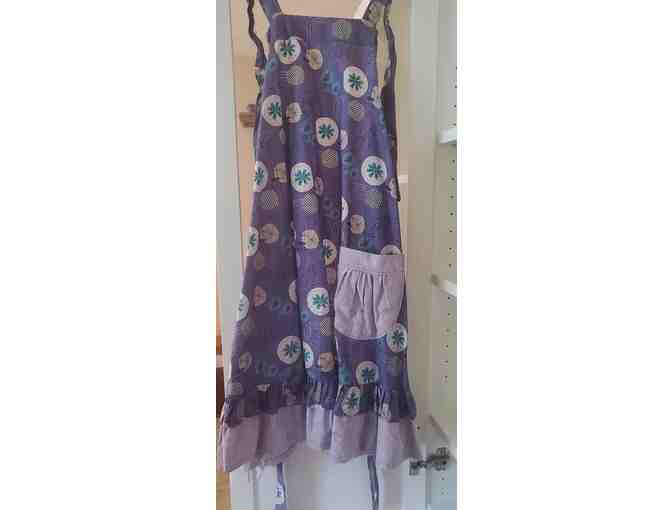 Apron- Dark Purple and Lighter Lavender with Flowers