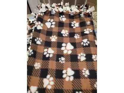 Fleece Blanket- Black/Brown with White Paws