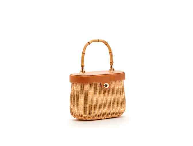 J. McLaughin Ava Bamboo Handle Wicker Handbag