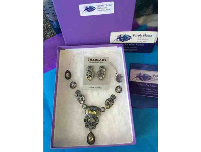 Heirlooms Diamond & Silver Pendant, Purple Plume Jewelry Set & Gift Card!