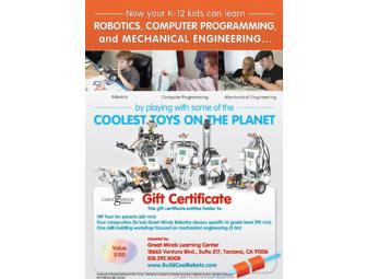 Gift Certificate for Robotics Classes