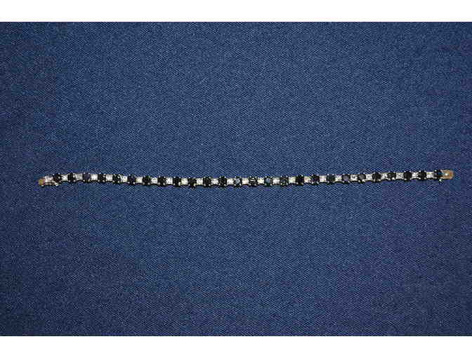 White & Navy Blue Sapphire Tennis Bracelet in Silver from Leon's Fine Jewelry