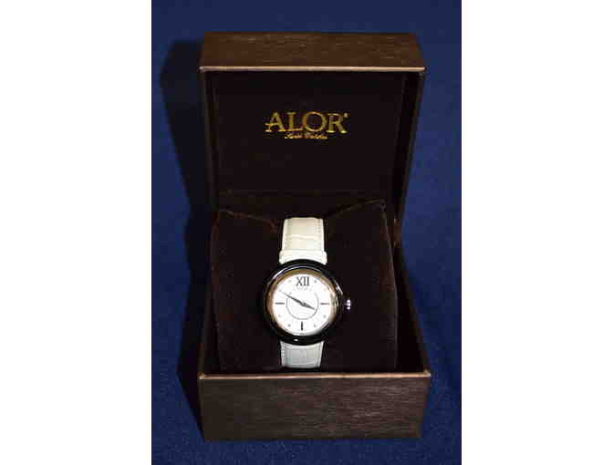 ALOR Collection Stainless Steel and Genuine Leather Watch