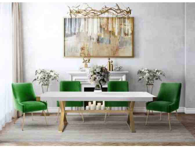 Set of Eight (8)  TOV Beatrix Green Velvet Chairs