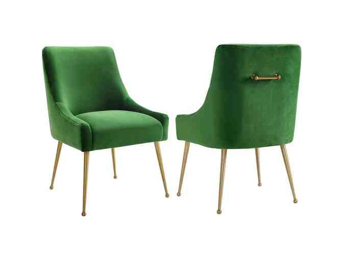 Set of Eight (8)  TOV Beatrix Green Velvet Chairs