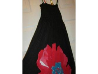 India Boutique - Floral long dress and handcrafted bag.