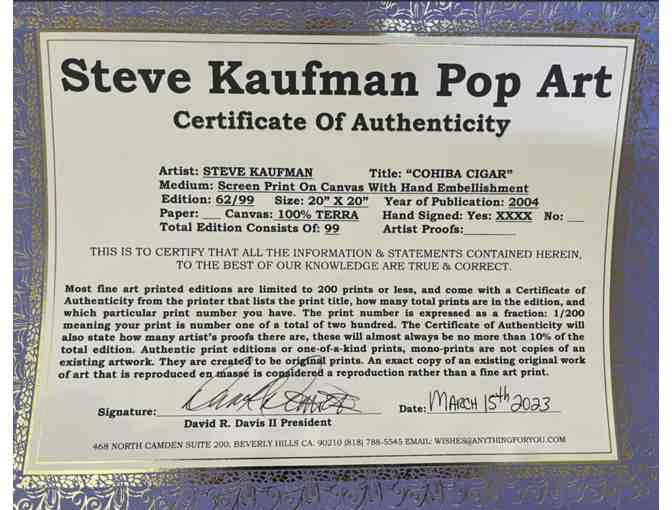 Cohiba Cigar Steve Kaufman Pop Art - Photo 3