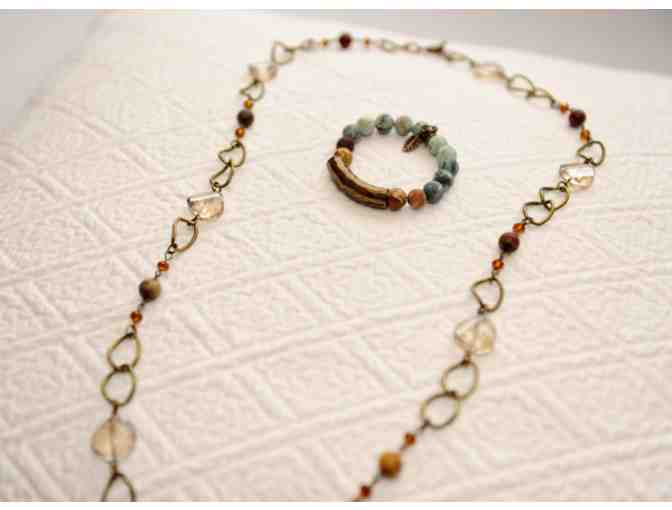 Magaly Designs Jewelry--Casual, Rustic Necklace with coordinating turquoise bracelet
