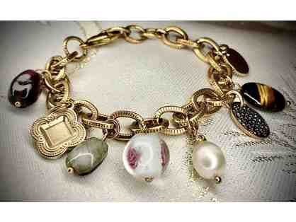 Jeweled Beaded Golden Bracelet