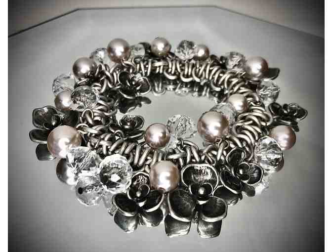 Silver Toned Jeweled Bracelet/Anklet
