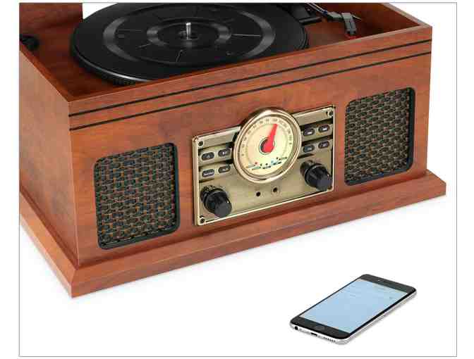 Victrola 4-in-1 Nostalgic Bluetooth Record Player, FM Radio and Aux-in Mahogany