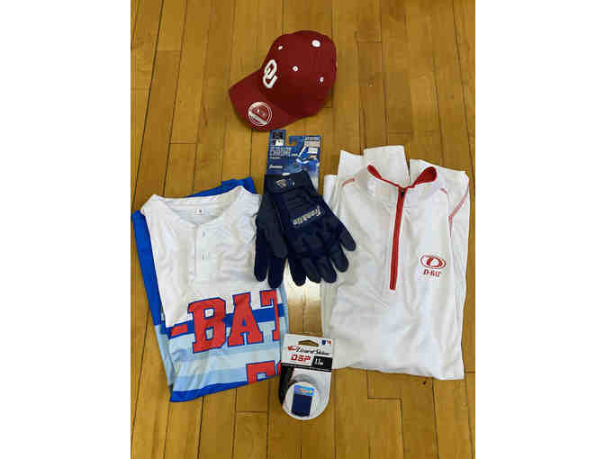 D-Bat Basket 2 Jerseys, Lizard Skin, Batting Gloves & Baseball Cap