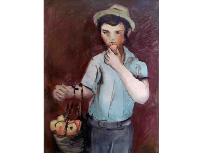 Untitled, Jewish Boy Eating Apple by Ehrman Aeli (?) w/ frame