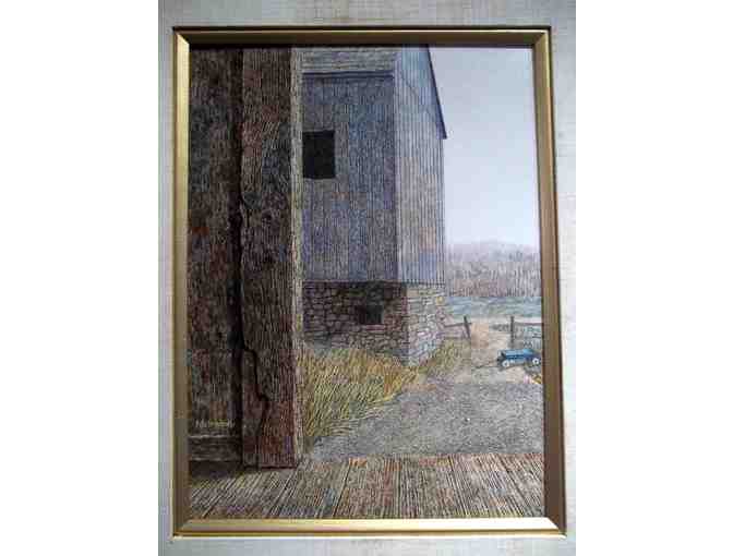 'Out Back' Original Acrylic by Gene McInerney w/ Wood frame