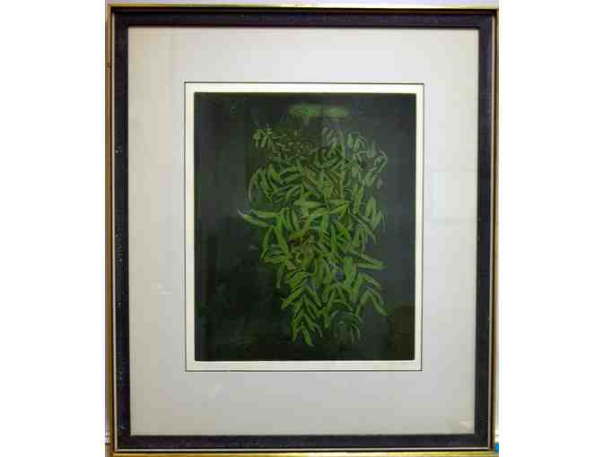 Untitled, Verdant Bamboo Flowers, by Baskin w/ Black & Gold frame