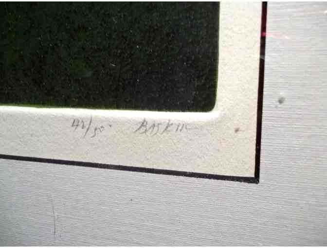 Untitled, Verdant Bamboo Flowers, by Baskin w/ Black & Gold frame