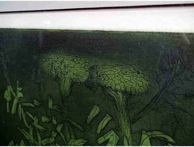 Untitled, Verdant Bamboo Flowers, by Baskin w/ Black & Gold frame