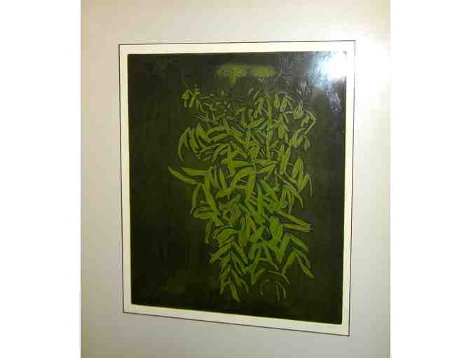 Untitled, Verdant Bamboo Flowers, by Baskin w/ Black & Gold frame