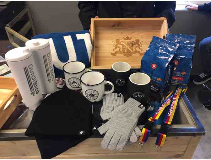 Dutch Brothers Coffee Box with 15 free drink cards & swag