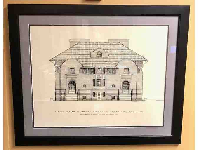 Art - Original Steele Elementary School - Framed Architectural Drawing