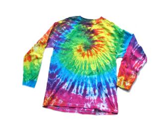 Out of the Closet Artwear tie-dye shirt and earrings