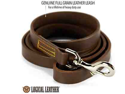 Logical Leather Dog Leash - Best for Training - Water Resistant Heavy Full Grain Leather Lead