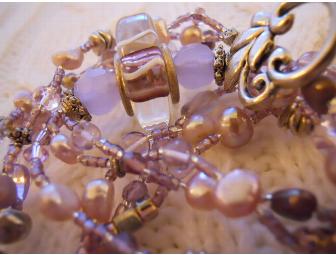 Lilacs and Lavender 3 Strand Bead Necklace