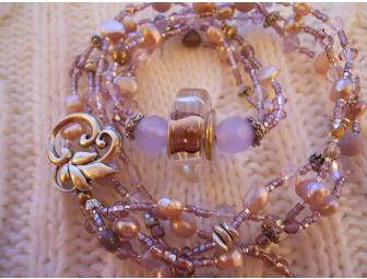 Lilacs and Lavender 3 Strand Bead Necklace