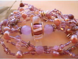 Lilacs and Lavender 3 Strand Bead Necklace
