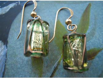 Green Venetian Drum Earrings