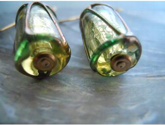 Green Venetian Drum Earrings