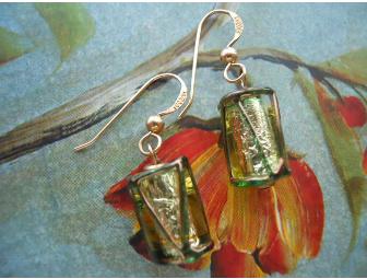 Green Venetian Drum Earrings