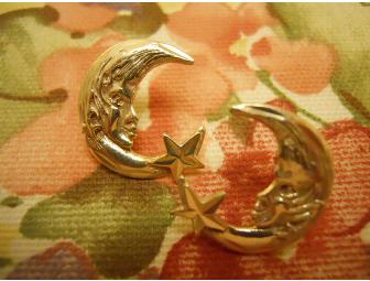 Man in the Moon & Star Silver Earrings