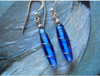Ocean Blue Venetian Glass Earrings