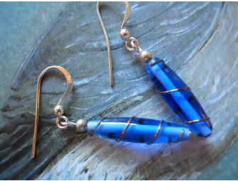 Ocean Blue Venetian Glass Earrings