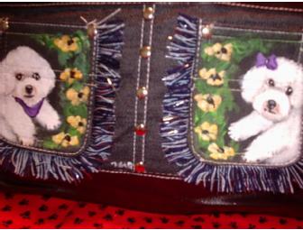 Ladies hand painted Bichon purse