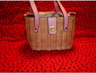 Ladies wicker hand painted Bichon purse